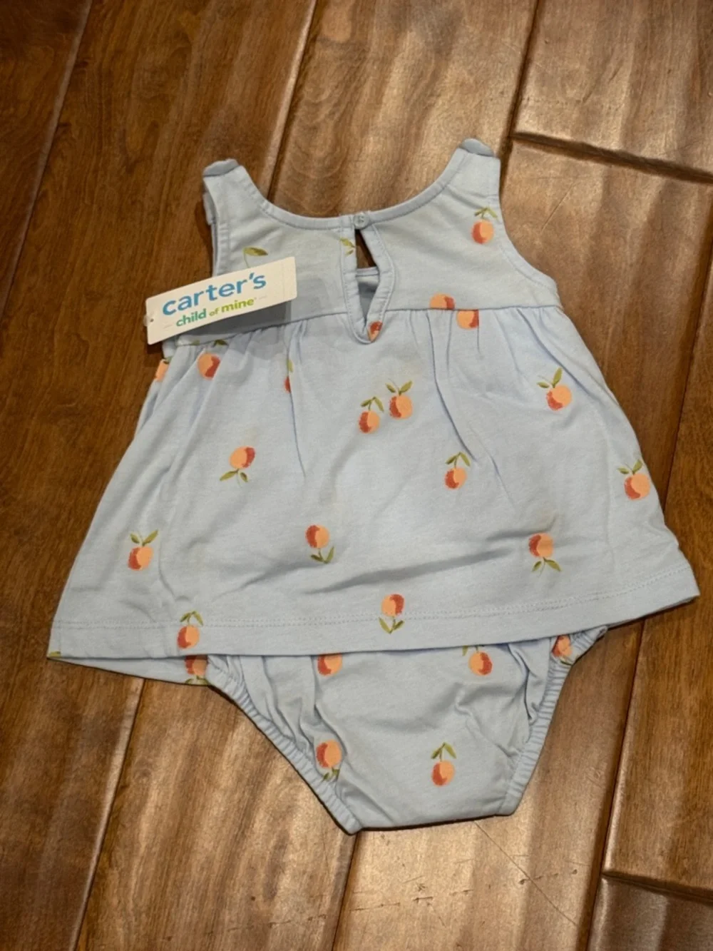 NWT Size 3-6 months Carter's Light Blue Peach-Print Bodysuit